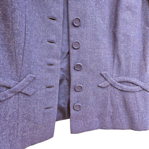 1940s Vintage Bespoke Wool Jacket L/XL Eggplant Purple Tailored Waist - Picture 8 of 13